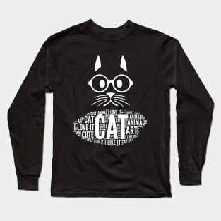 White Cat Drawing Long Sleeve T-Shirt